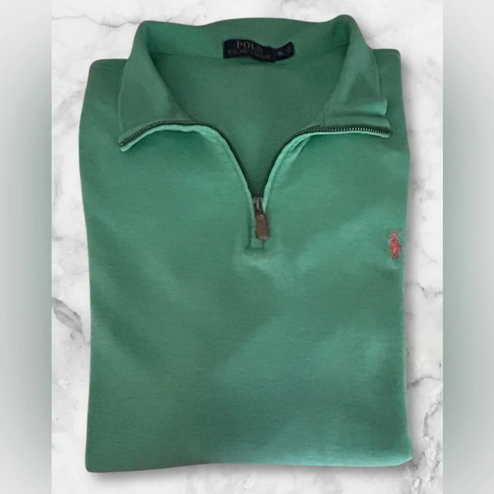 Polo Ralph Lauren 1/4 Zip Mint Green Mock Neck Pullover Sweater Pony Size XL - Picture 4 of 11